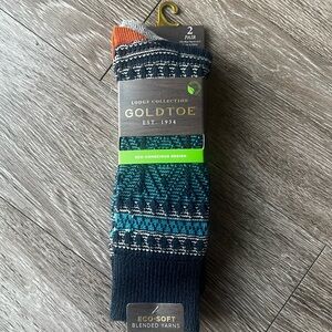 Gold Toe Men's Lodge Collection Socks - Teal and Orange